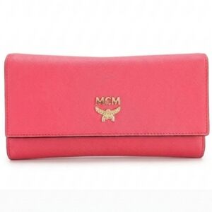 MCM Fuscia Pink And Orange Long Wallet Trifold